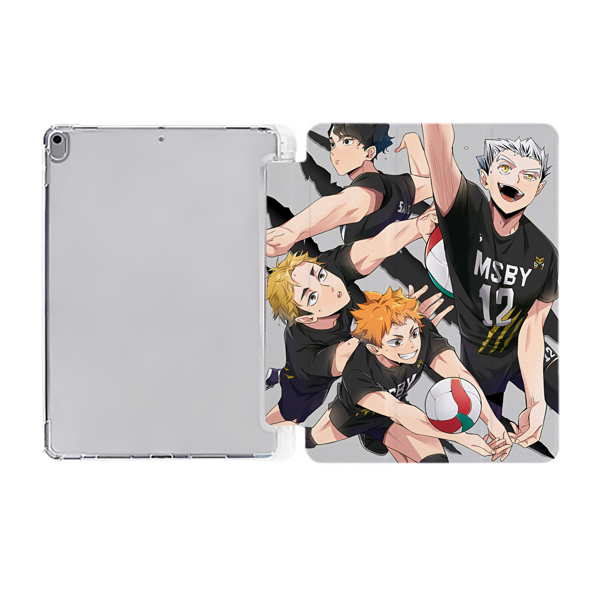 （画像用） ハイキュー!! Haikyu!! IPad ケース ペン収納付き 三つ折りスタンド PUレザー×シリコン 対応機種9.5/10.5/10.9インチ